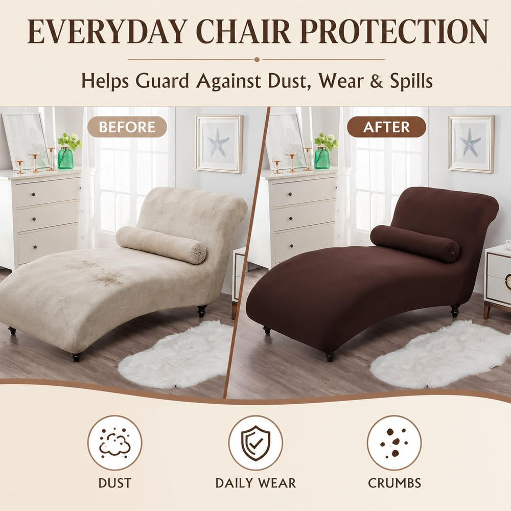 Printed Armless Chaise Lounge Indoor Slipcover Stretch Chair Covers for Livin...