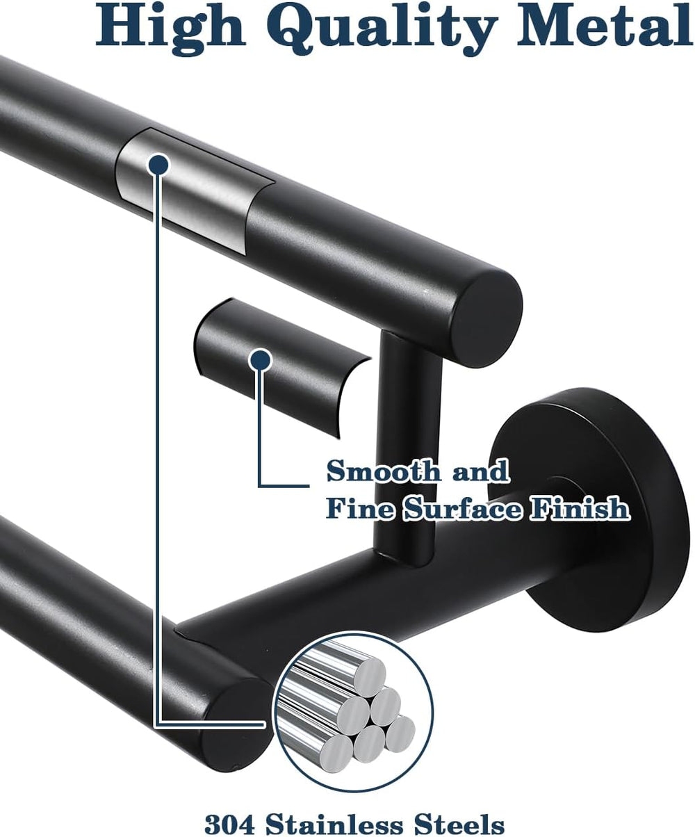 Alise Double Towel Bar Black,16" Towel Racks for Bathroom Wall Mounted
