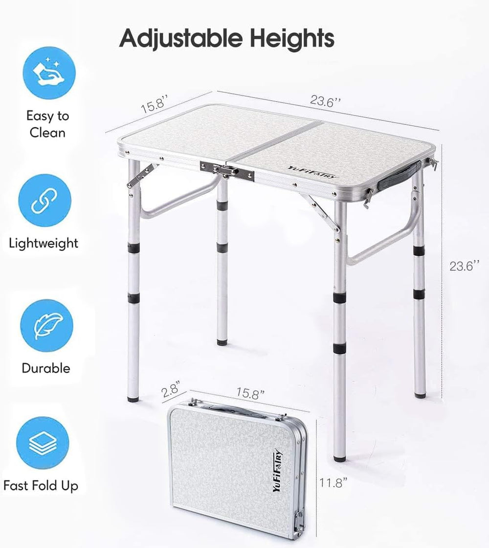 YUFIFAIRY Small Folding Table Portable, 24" L x16 W Foldable Camp Table
