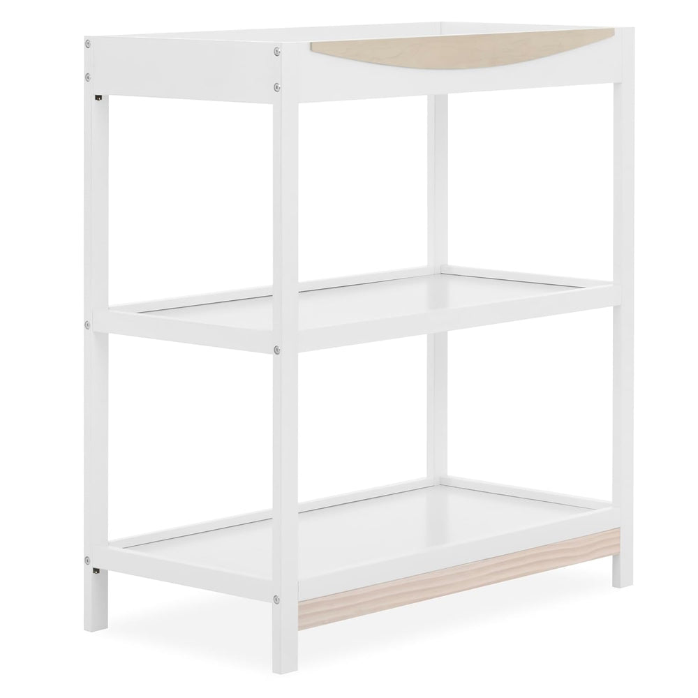 Dream On Me Emerson Changing Table with Shelves, White & Vintage White Oak