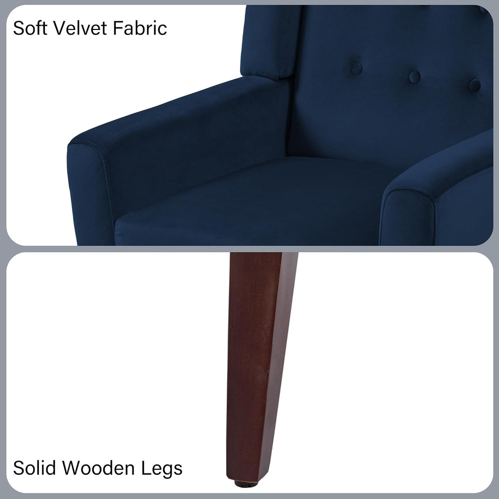 Accent Chairs Set of 2, Comfy Reading Armchair, Royal Blue