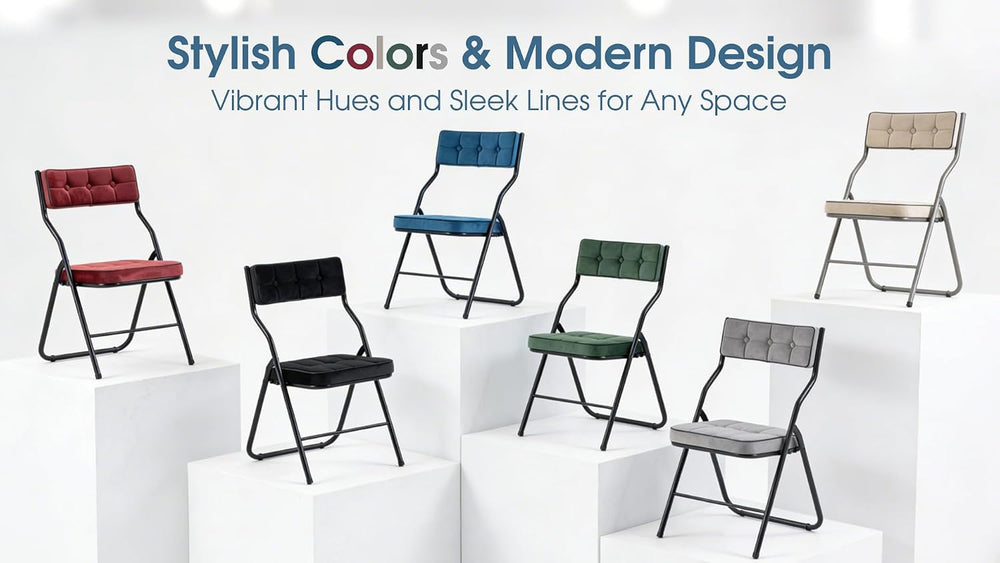 Padded Folding Chairs, Folding Chairs with Cushion Set of 4