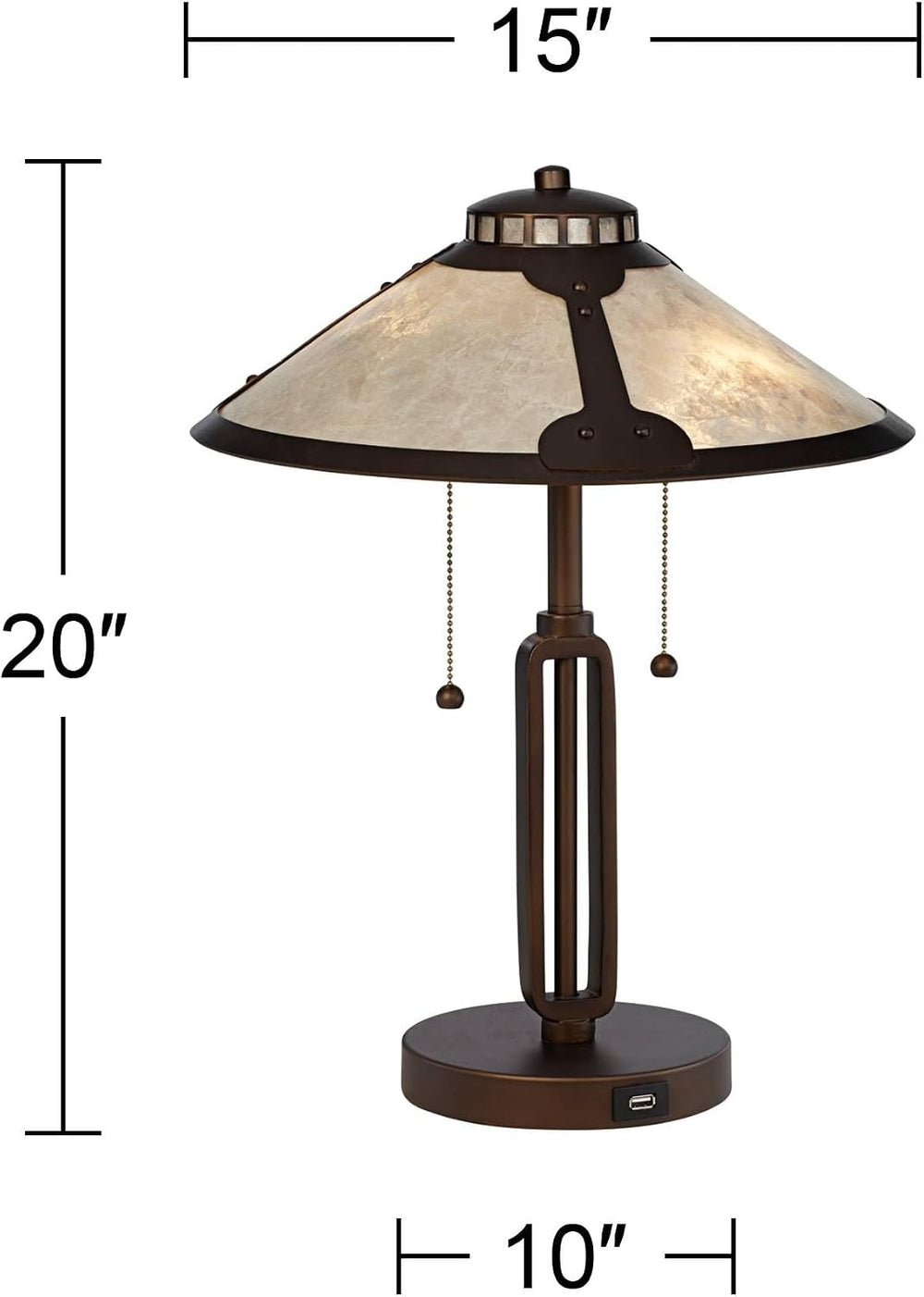 Iron Samuel 20" Small Table Lamps Set of 2 Bronze with USB Charging Port