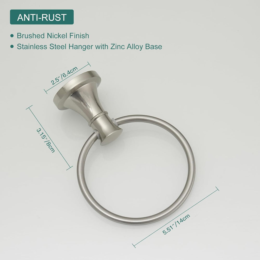 Hoimpro Toilet Paper Holder Towel Ring Set, Wall Mount Brushed Nickel
