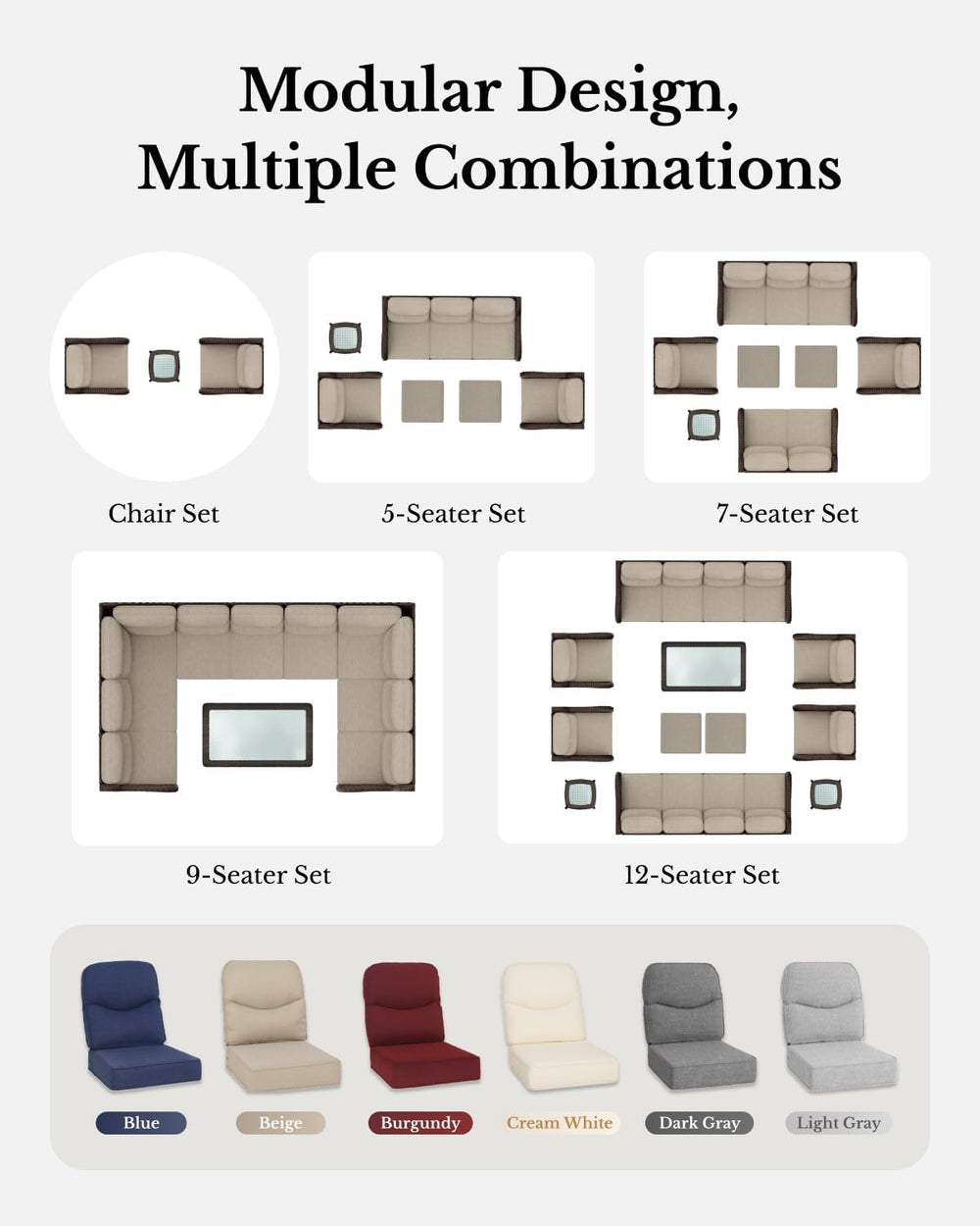 HILLGA Luxury Outdoor Patio Furniture Set with 6-Inch Thick Cushions