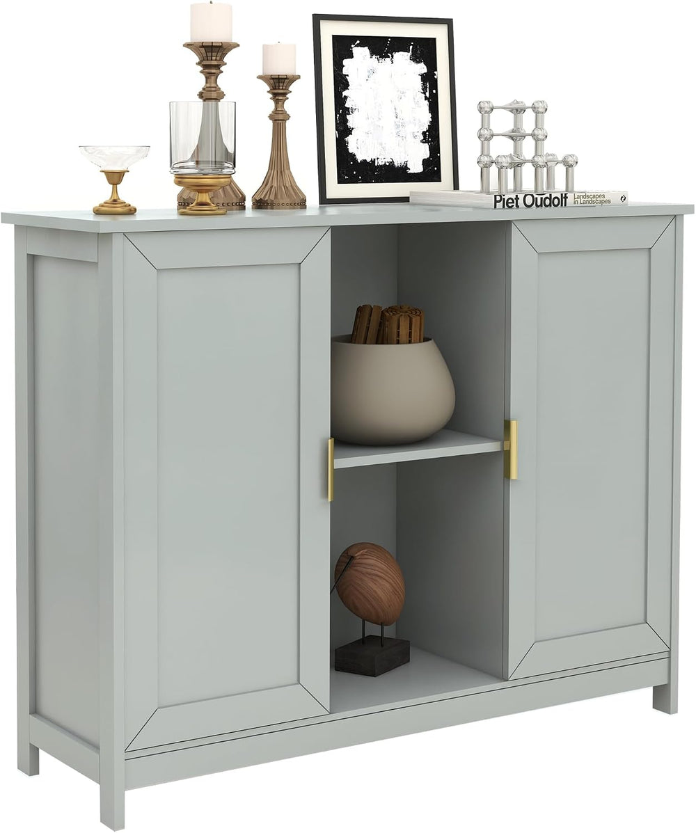 TaoHFE Grey Kitchen Pantry, Modern Wooden Small Credenza Sideboard