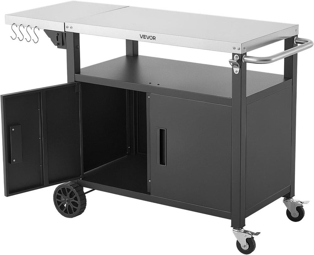 VEVOR Outdoor Grill Cart with Storage Cabinet, 48.9 Inch Grill Table, Waterpr...