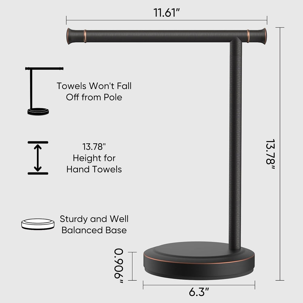 Hoimpro Hand Towel Holder Stand Bathroom Towel Bar Rack Countertop Bronze