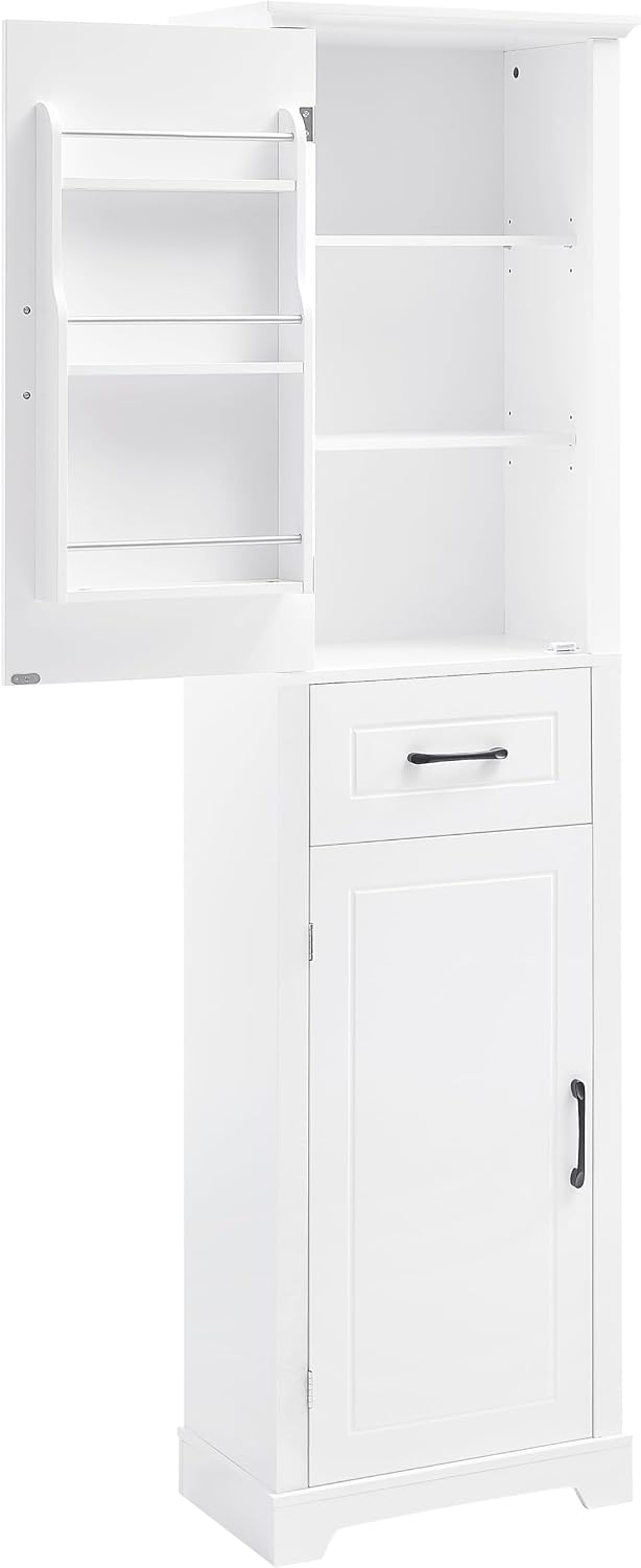 Favfurish 72" Tall Narrow Bathroom Storage Cabinet with 2 Doors & Dr...