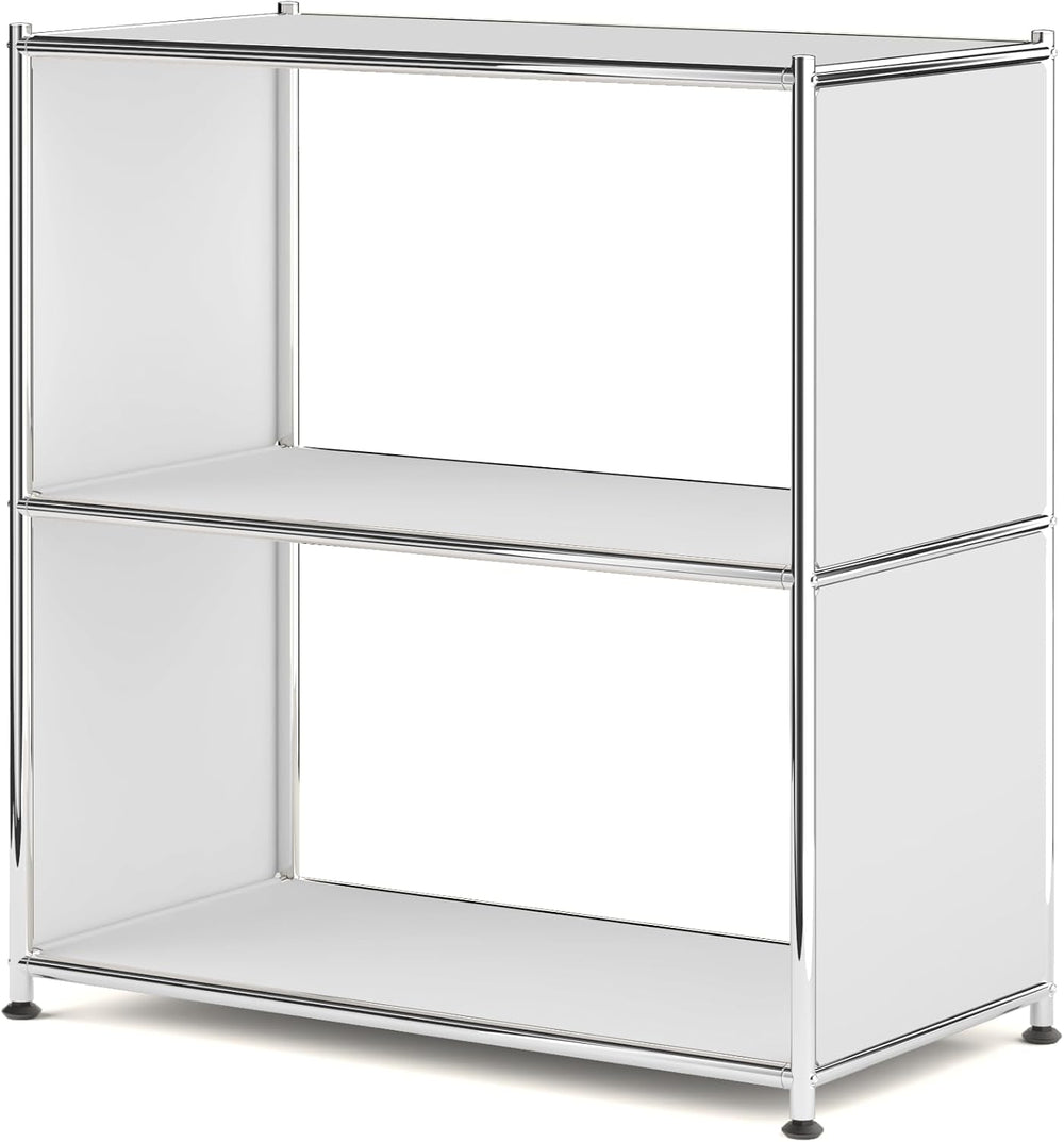 Metal Bookcase with Chrome Frame, Mid-Century Modern, H32.5