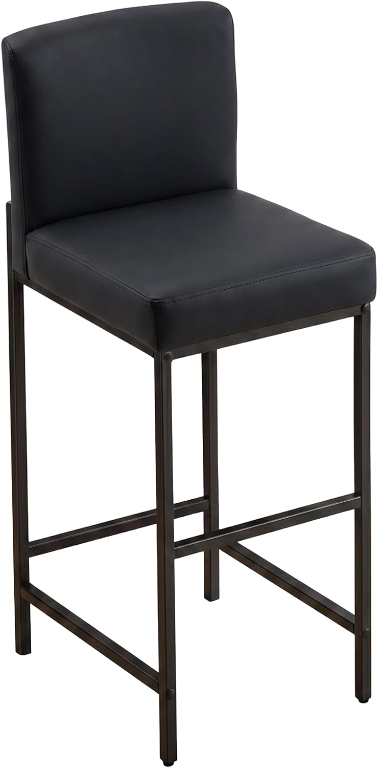30 Inch Bar Height Bar Stools with Back Set of 6, Black