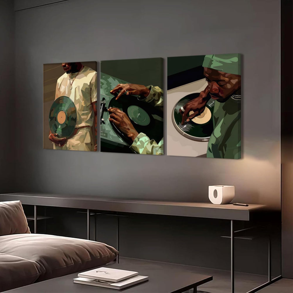 African American DJ Wall Art Black Men Canvas Posters Wall Decor Black Cultur...