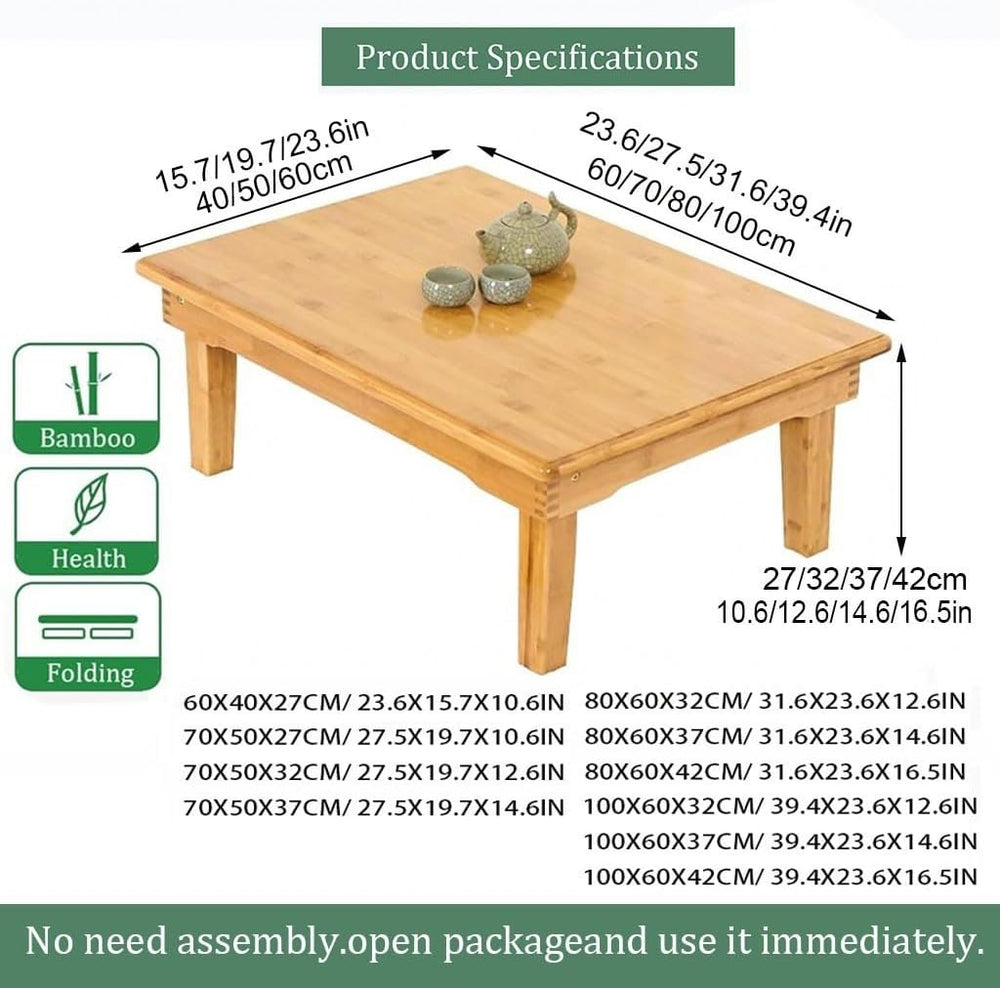 Folding Coffee Table Japanese Floor Bamboo Low Dining Table