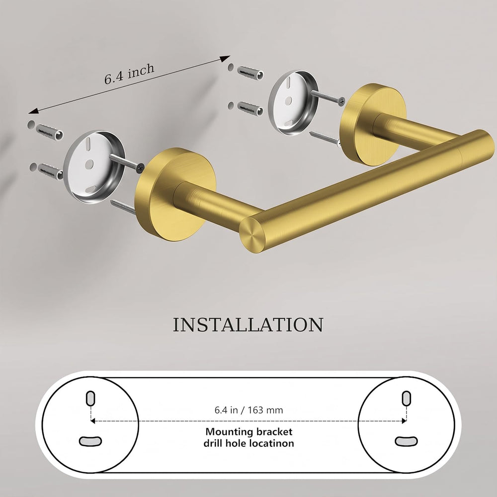 Brushed Gold Toilet Paper Holder & Towel Holder Bathroom Hardware Set