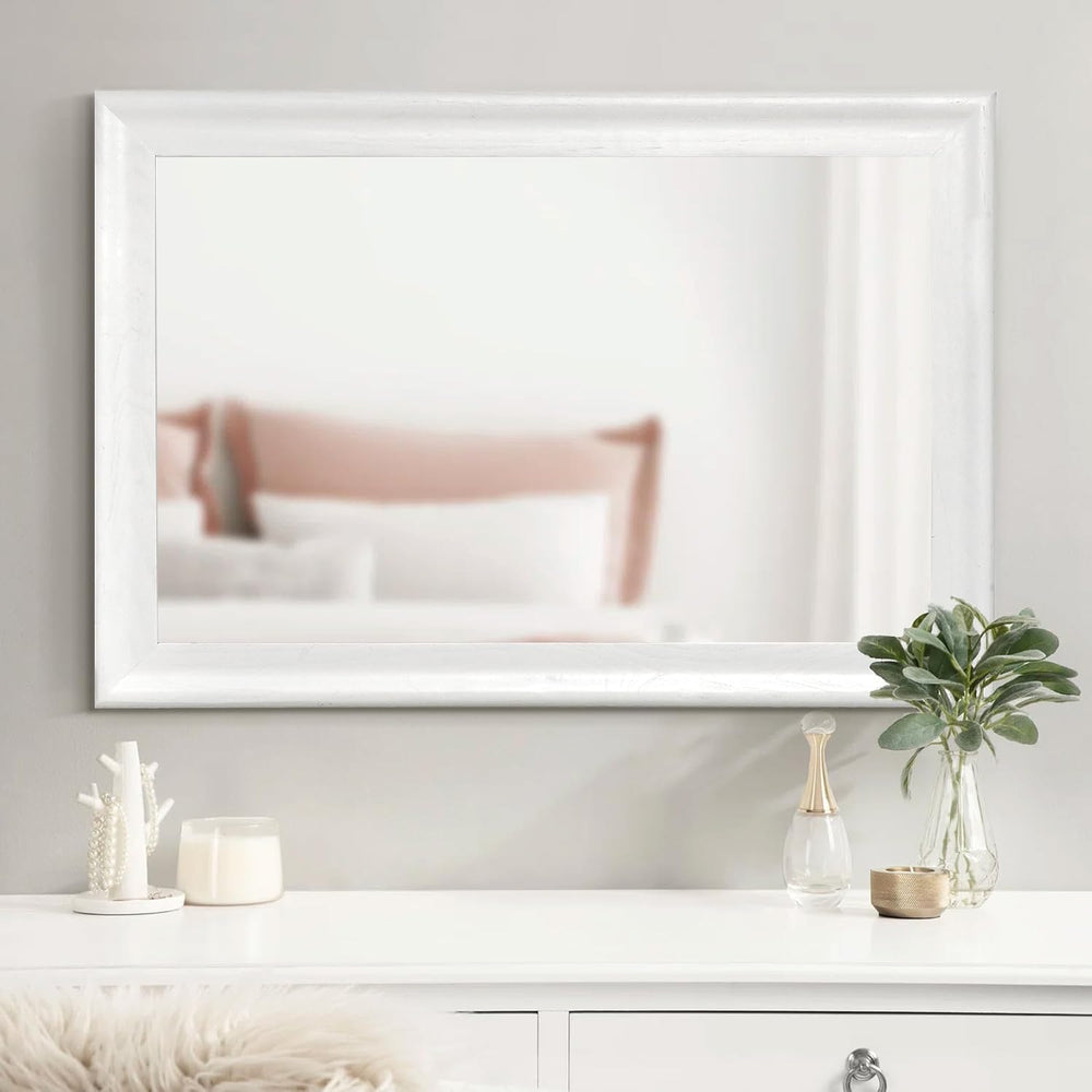 White Wall Mirror for Bathroom,Rectangle Rustic 24 x 36 inch Vanity Mirrors