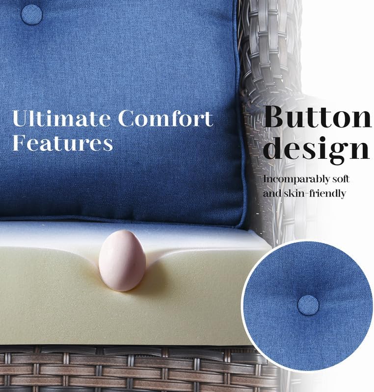 Luxury 22*24*4in Outdoor Patio Cushion, 2 Pieces Navy Blue Outdoor Cushions