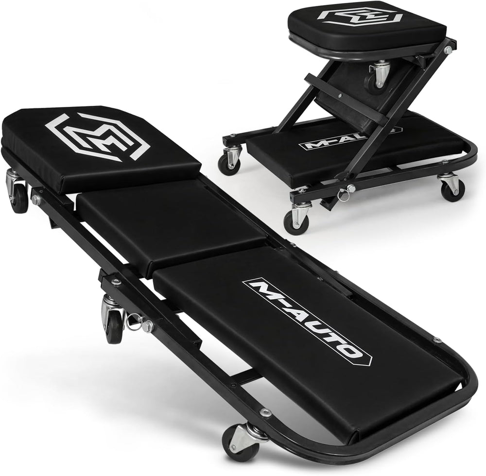 M-AUTO Foldable Z Creeper 2-in-1 Rolling Folding Car Creeper & Seat, 36&q...