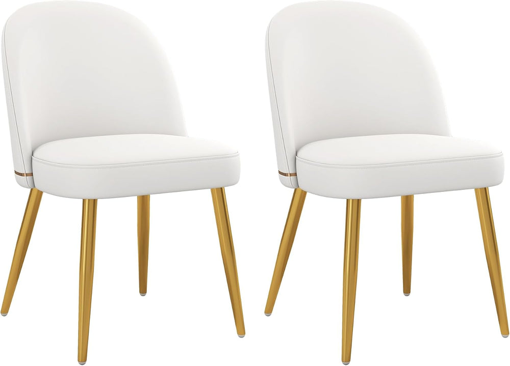 KCC Modern PU Leather Dining Chairs Set of 2,Armless Side Chairs,White