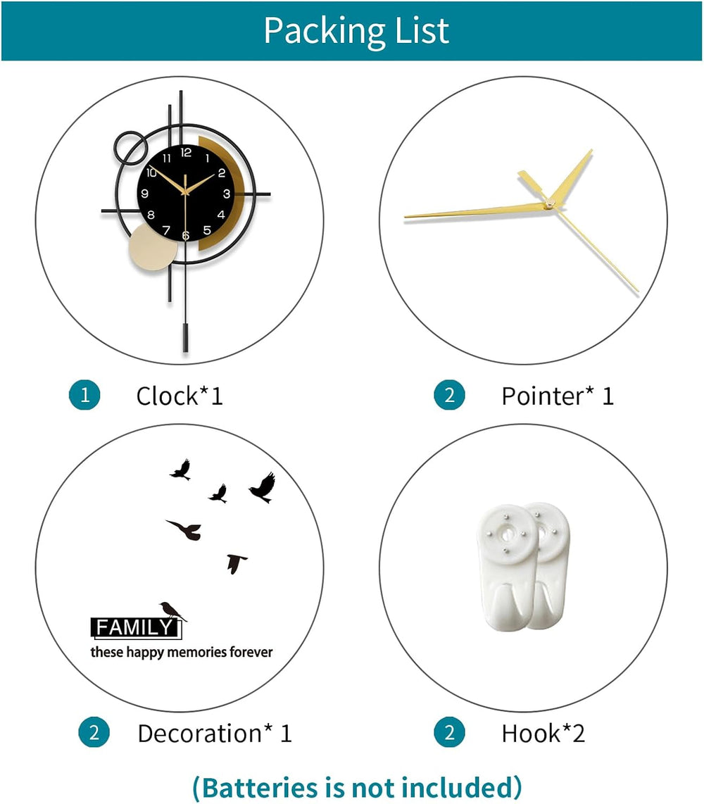 Wall Clock for Living Room Decor Modern Clock Pendulum Silent