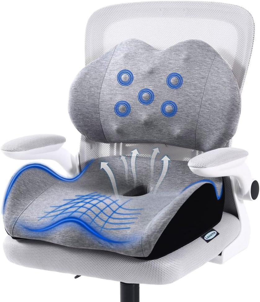 Seat Cushion for Office Chair, Ergonomic Cushion with Lumbar Support Pillow