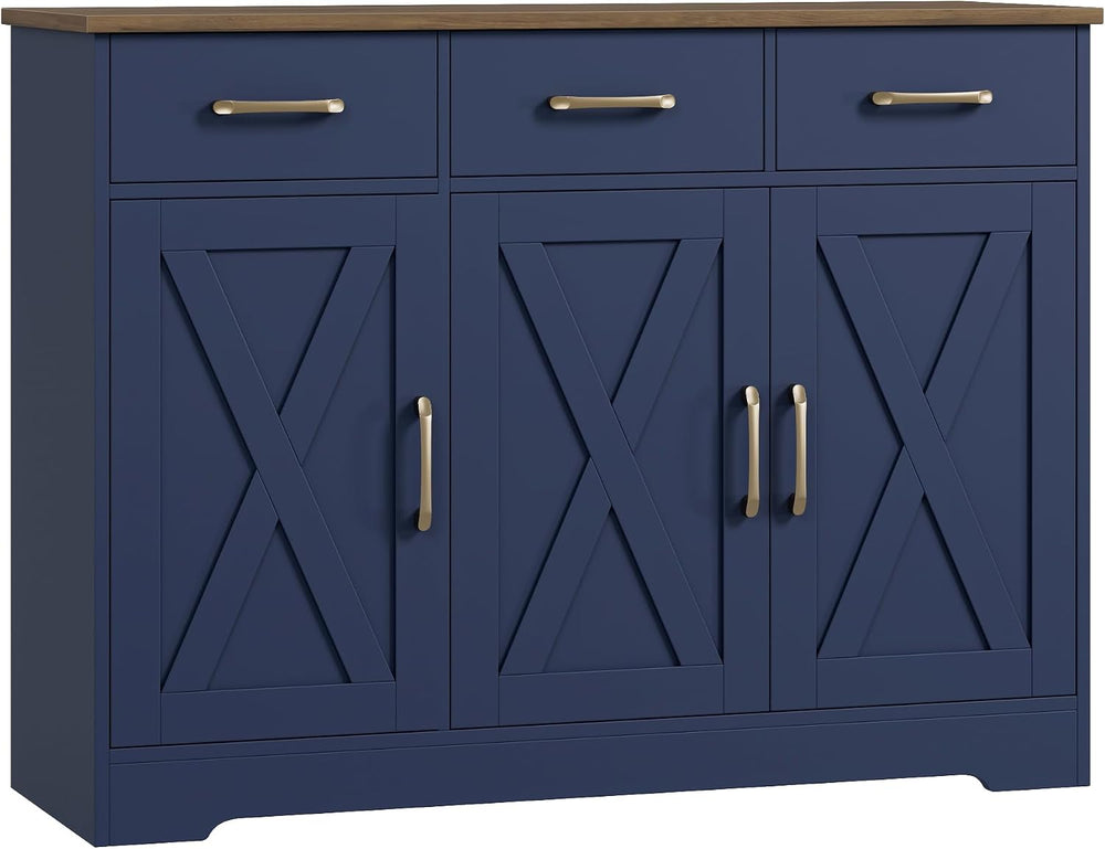 HOSTACK Kitchen Buffet Cabinet with Storage, Sideboard Coffee Bar, Blue