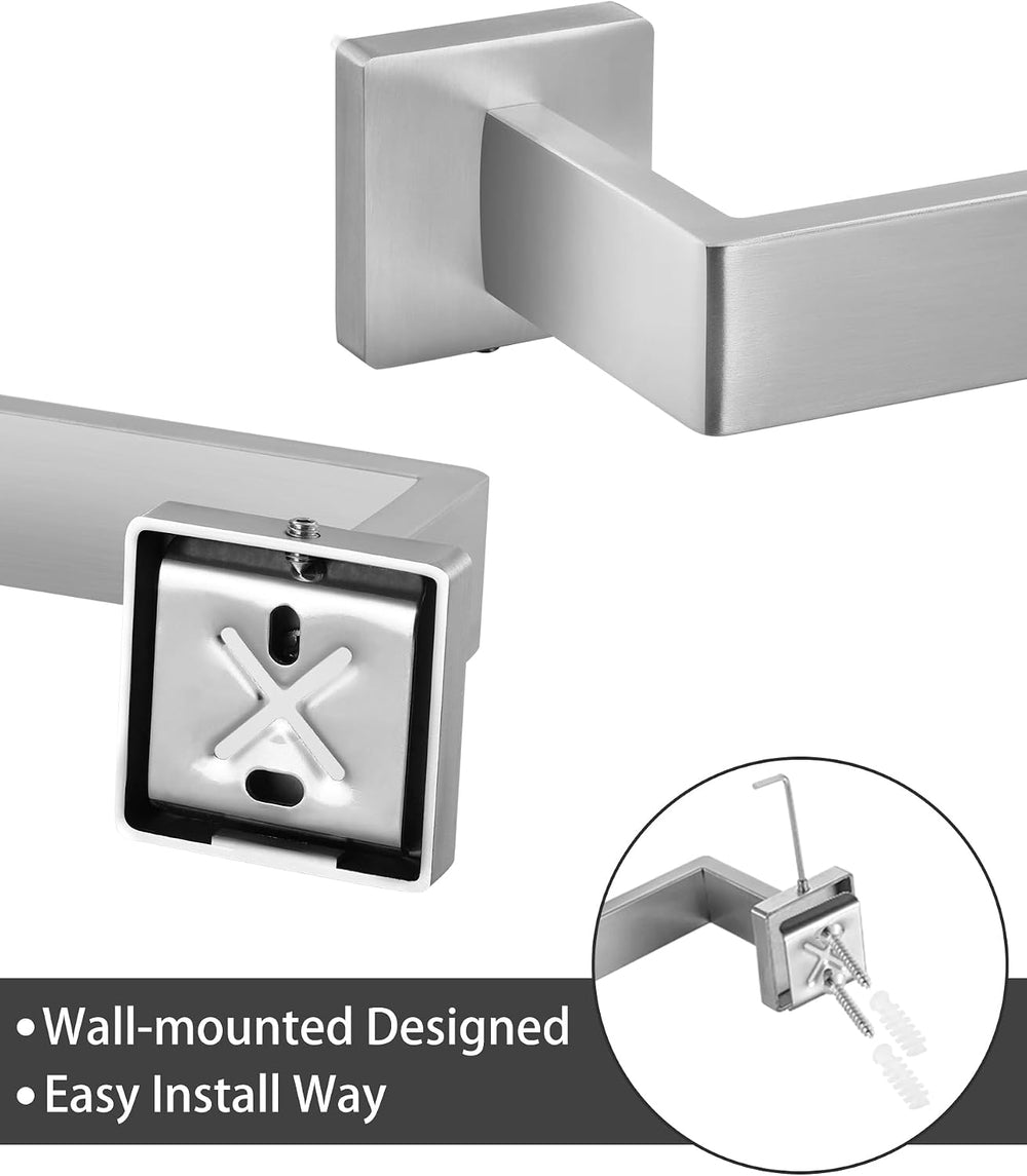 10-Piece Brushed Nickel Bathroom Hardware Set with 16" Towel Bar, Toilet...