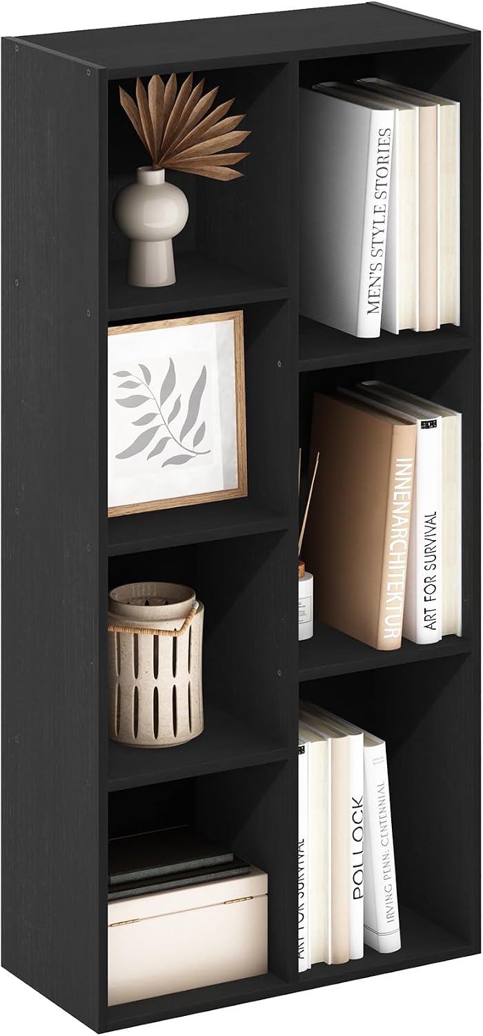Furinno LUDER Book Shelf, 7-Cube Bookshelf, Bookcase with Open Shelves, 9.4 x...