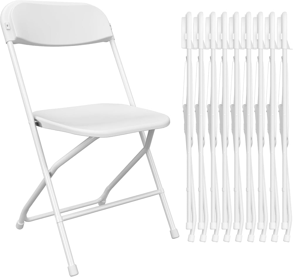 White Folding Chairs 10 Pack for Wedding Party School, 350lbs