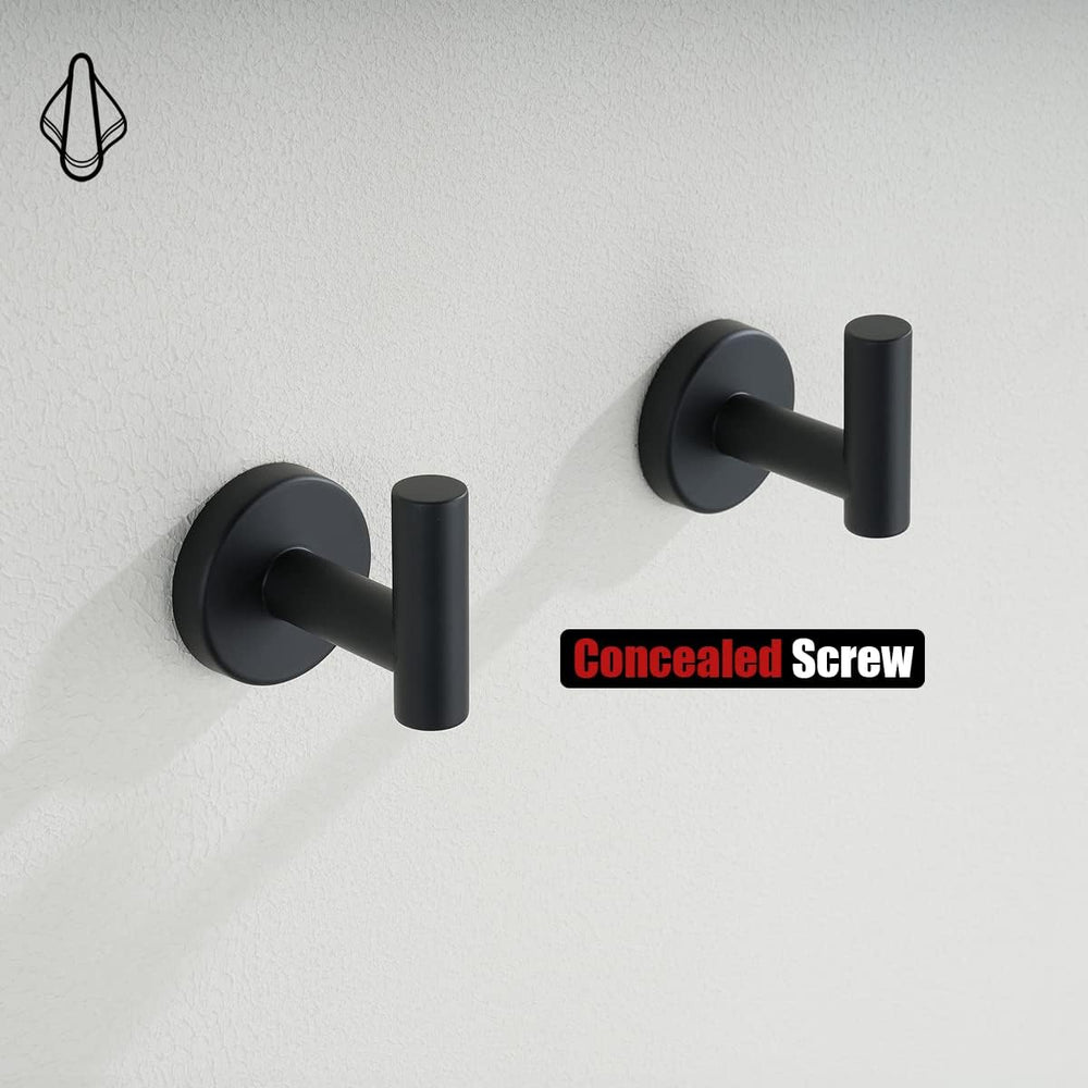 JQK Black Bathroom Towel Hook, Coat Robe Clothes Hook for Bathroom Kitchen Ga...