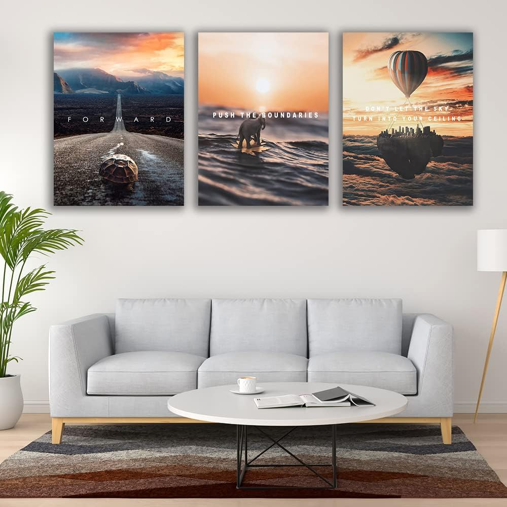 Motivational Wall Decor Poster Inspirational Wall Art 3 Pieces Canvas Wall Pa...