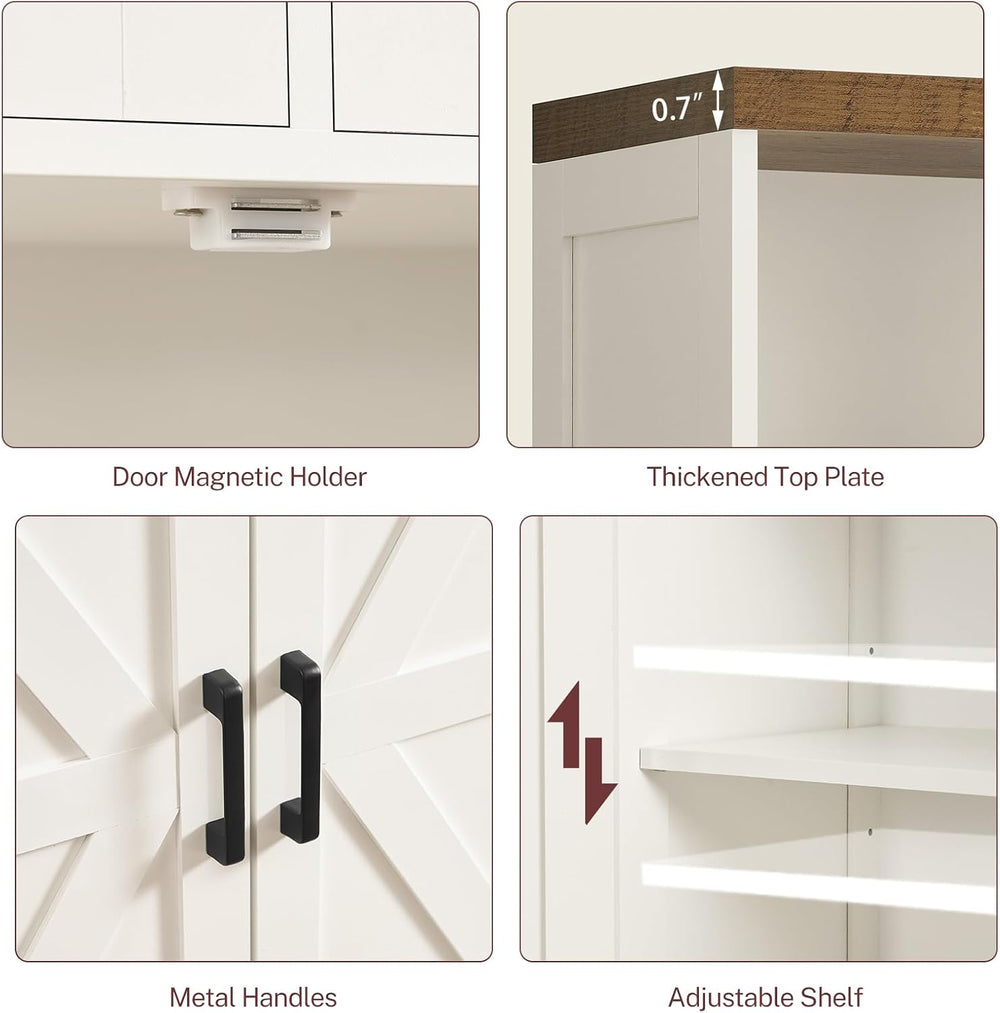 TEENFON Storage Cabinet with Doors & 2 Drawers, Kitchen Cabinet with Adju...