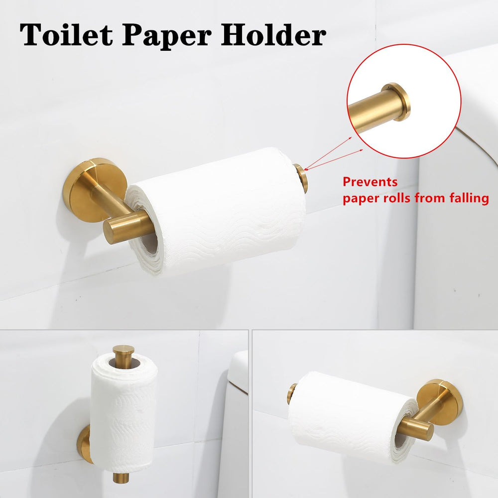 5pcs Brushed Gold Bathroom Accessories Set, 24 inch Towel Bar