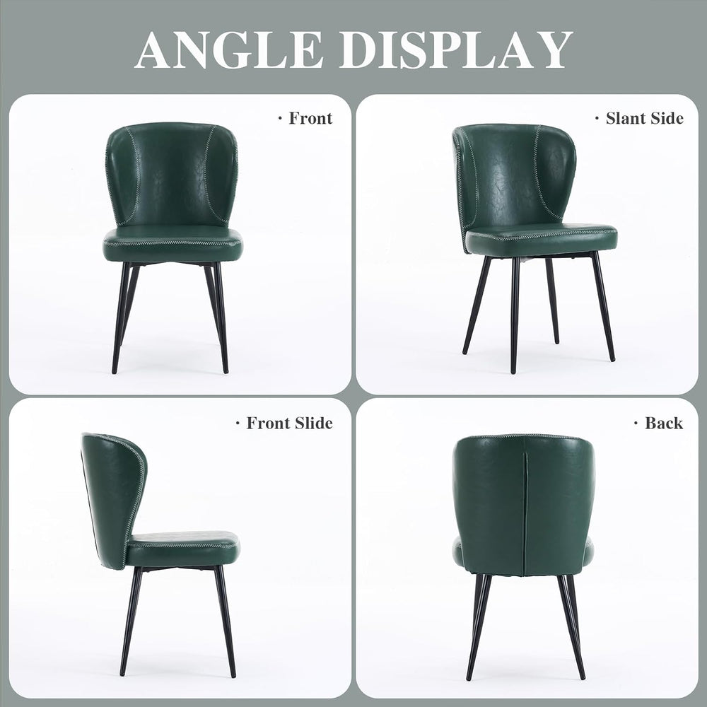 Dining Chairs Set of 2, Upholstered Synthetic Leather Kitchen Chairs, Mid-Cen...