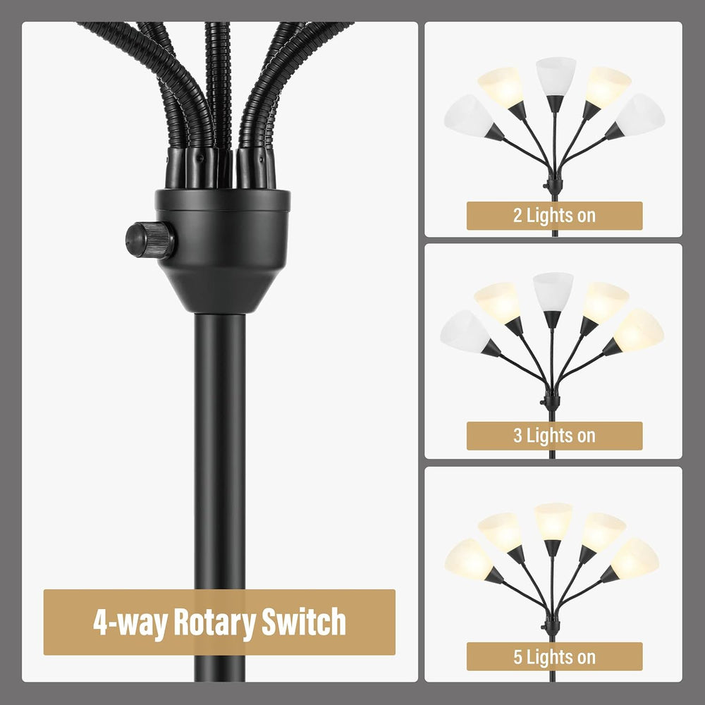 HonoDing Medusa Floor Lamps Standing Lamps 5 Heads Adjustable Reading Light L...