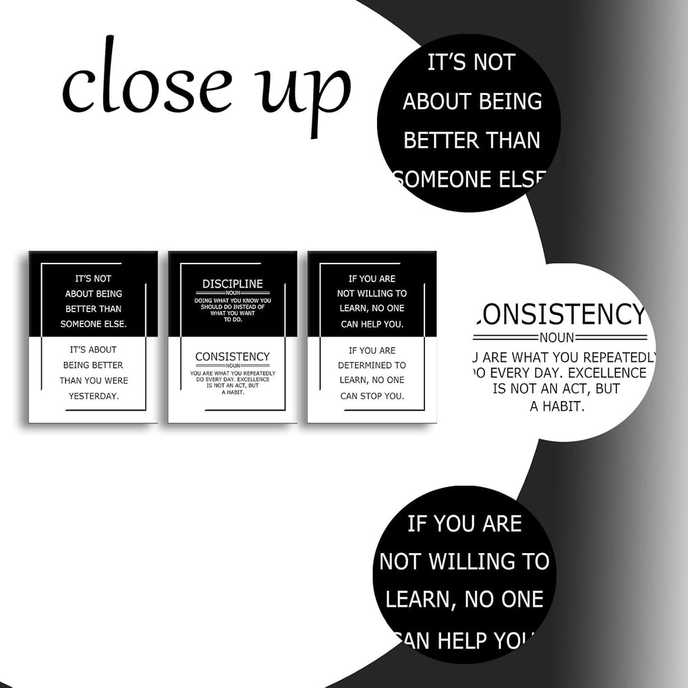 YSPCSUN Growth Discipline Learning 3 Piece Canvas Wall Art Office Decor
