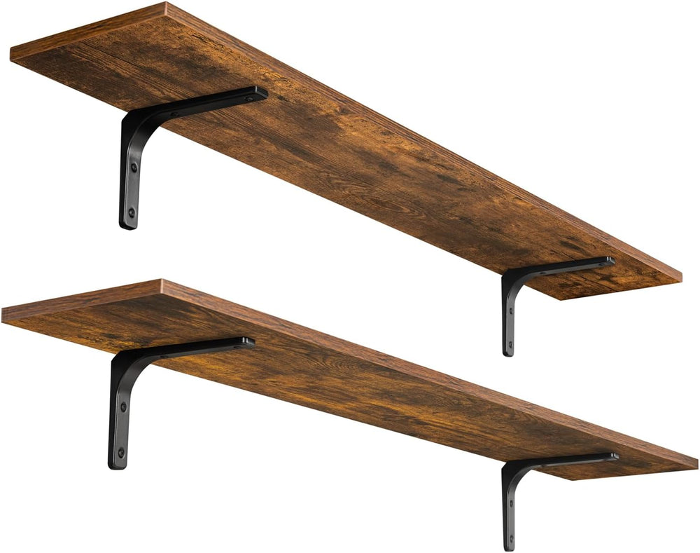 DINZI LVJ Long Wall Shelves, 47.3Inch Wooden Wall Mounted Shelves, Set of 2