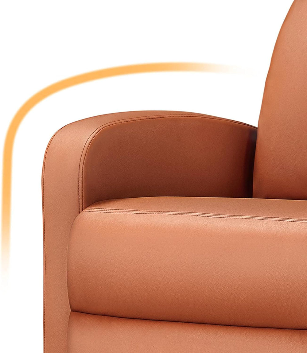 Yaheetech Home Theater Seating Faux Leather Recliner Chair Tan