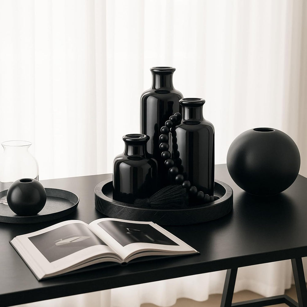5 Pcs Coffee Table Decor Set, Black