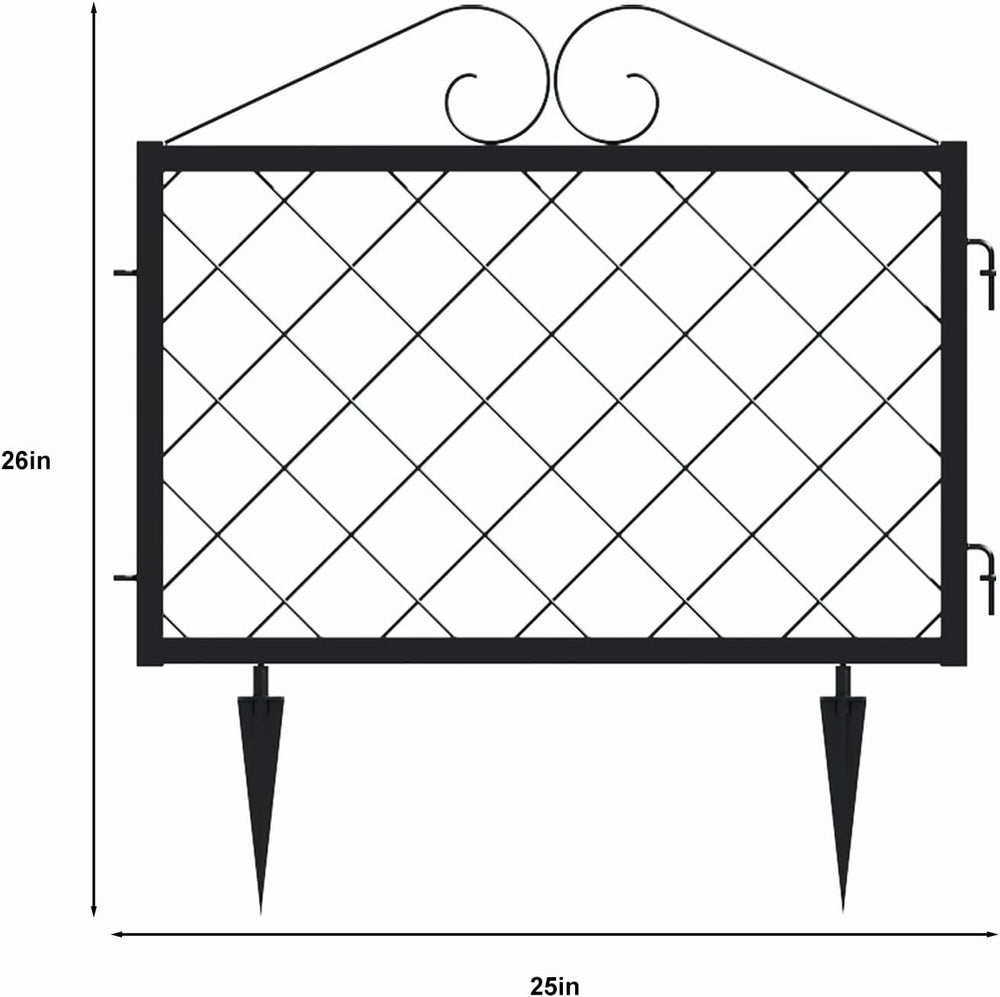 Zhongma Decorative Metal Garden Fence, Pack of 4pcs, Total 26" H x 97.5&...