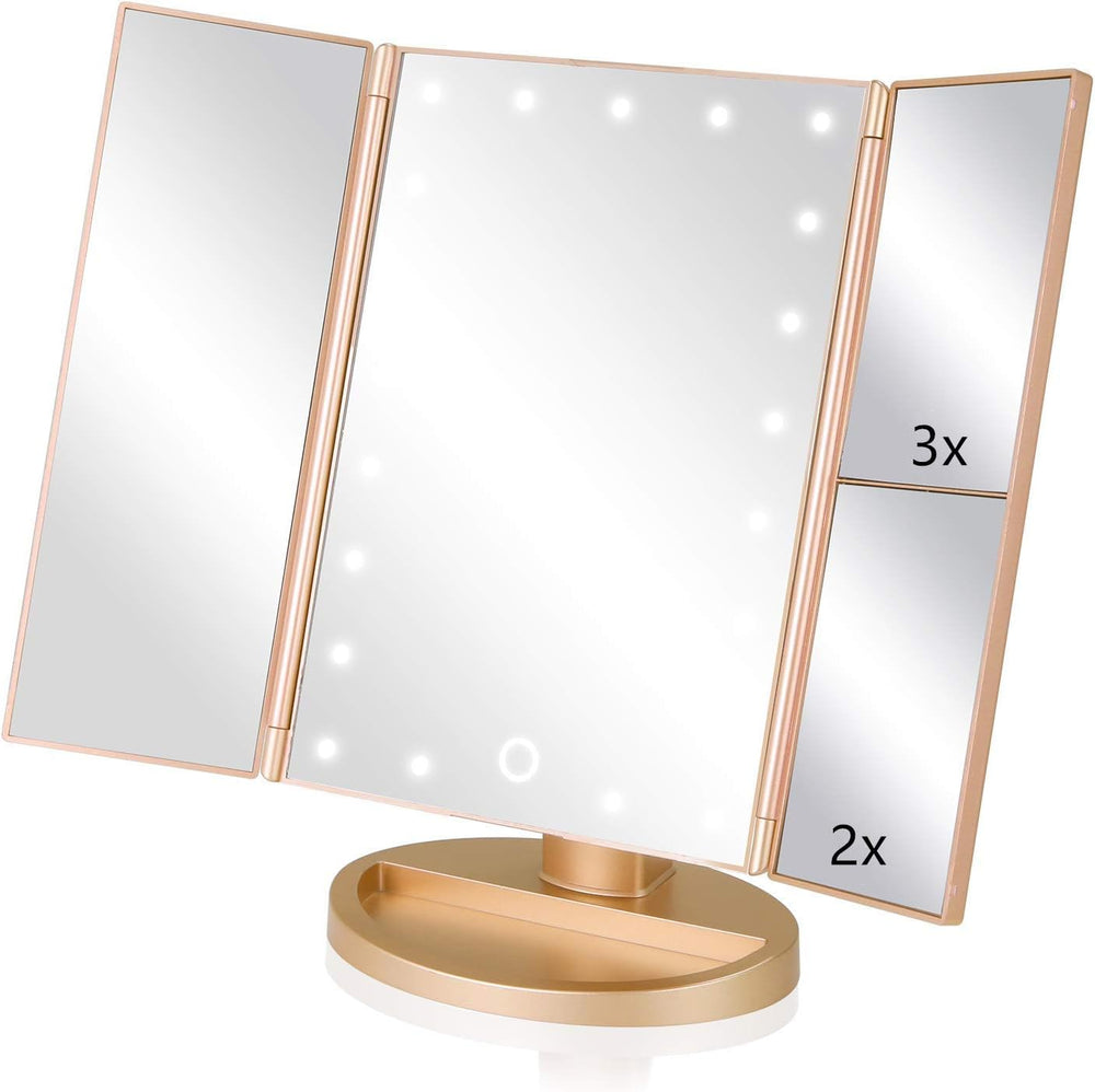 Infitrans Trifold Makeup Mirror Vanity Mirror with Lights,1X 2X 3X Magnificat...