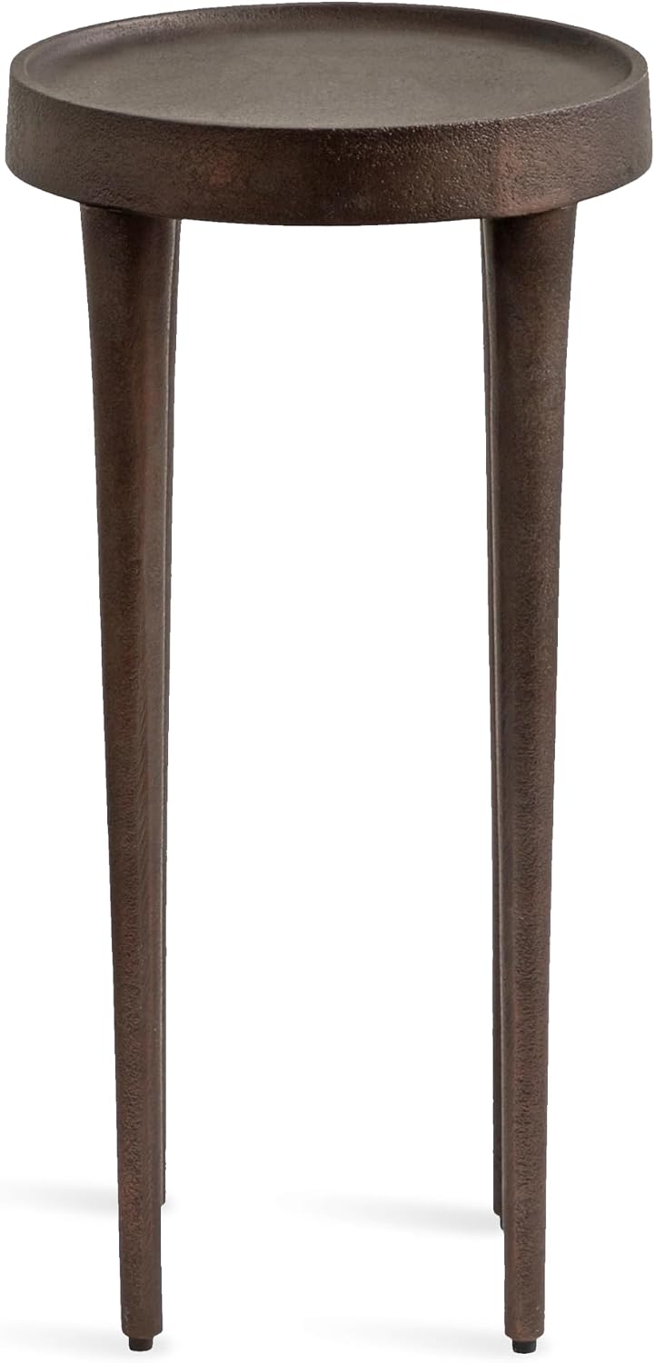 Kate and Laurel Rava Modern Metal Round Drink Table, 10 x 10 x 21, Bronze, Ca...