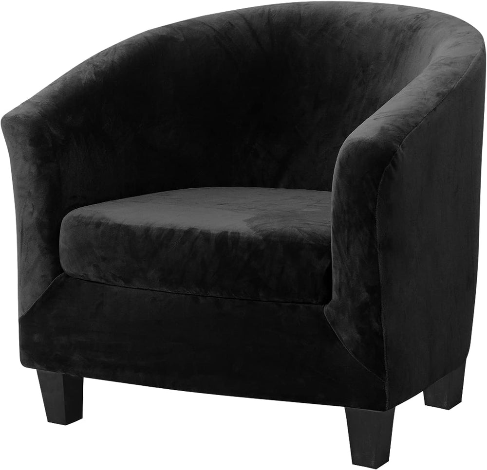 MIFXIN 2 Pieces Velvet Tub Chair Covers with Cushion Cover Stretch Soft Remov...