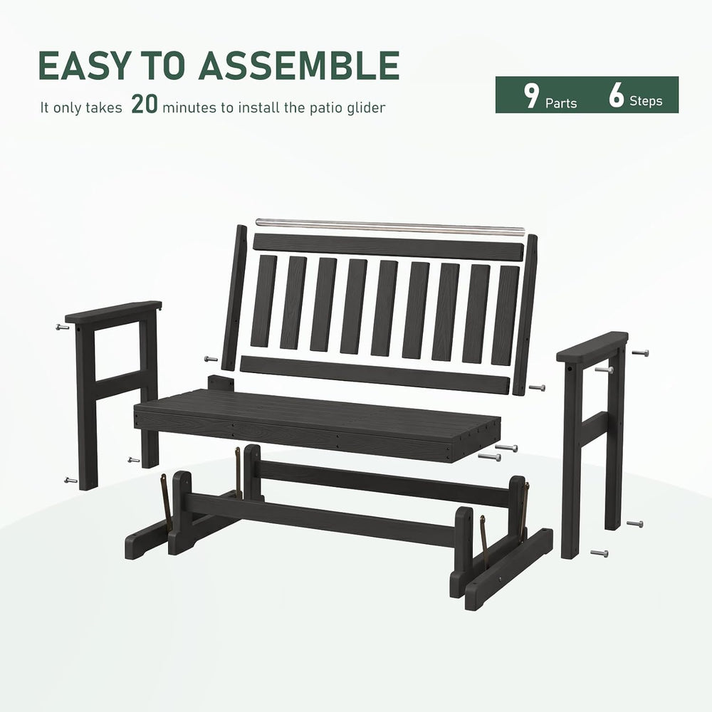 Furnimart Patio Glider Bench, HDPE All-Weather Outdoor Glider for 2-Person, H...