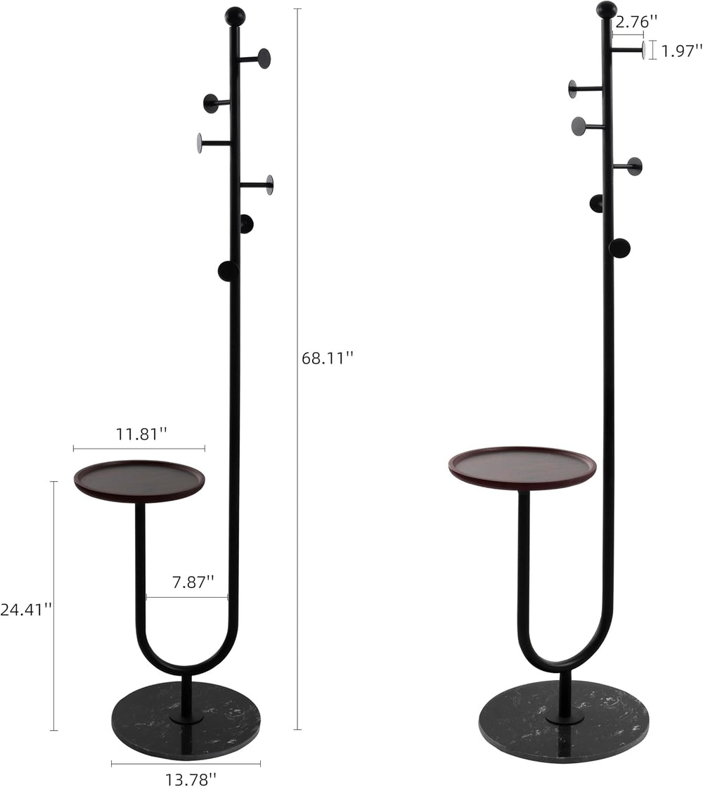 JIAYUEJU Coat Rack Freestanding with Table for Entryway (Black)