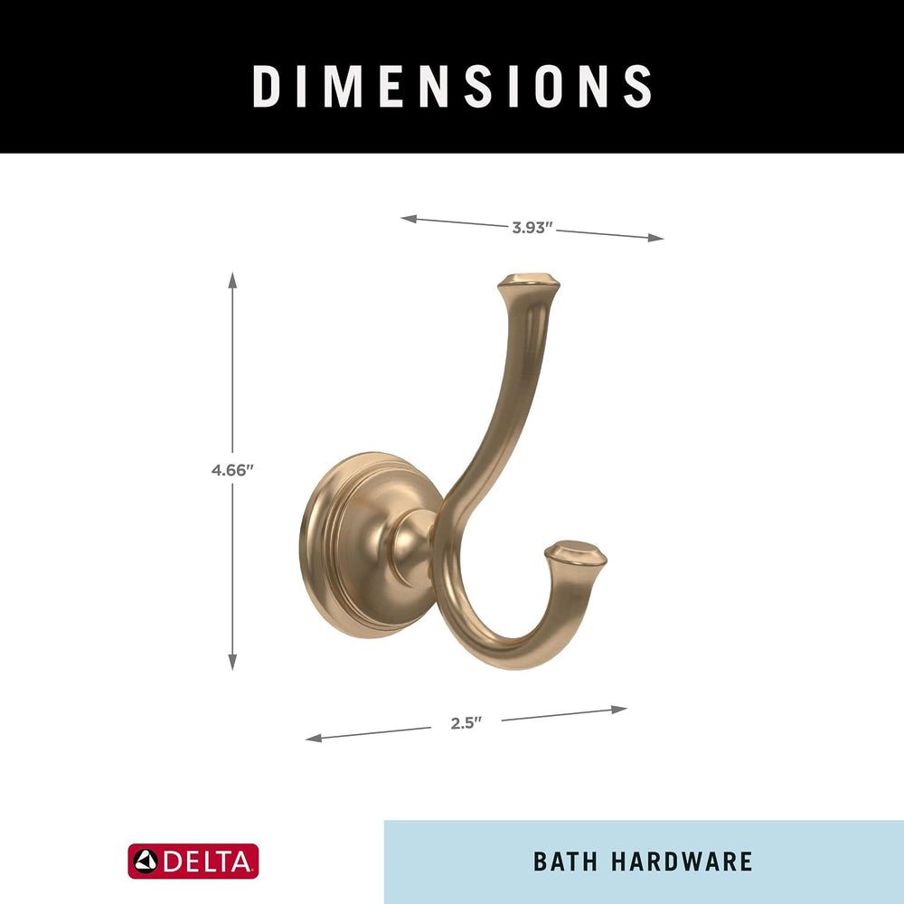 Delta Double Towel Hook for Bathroom or Kitchen| Champagne Bronze | Cassidy A...