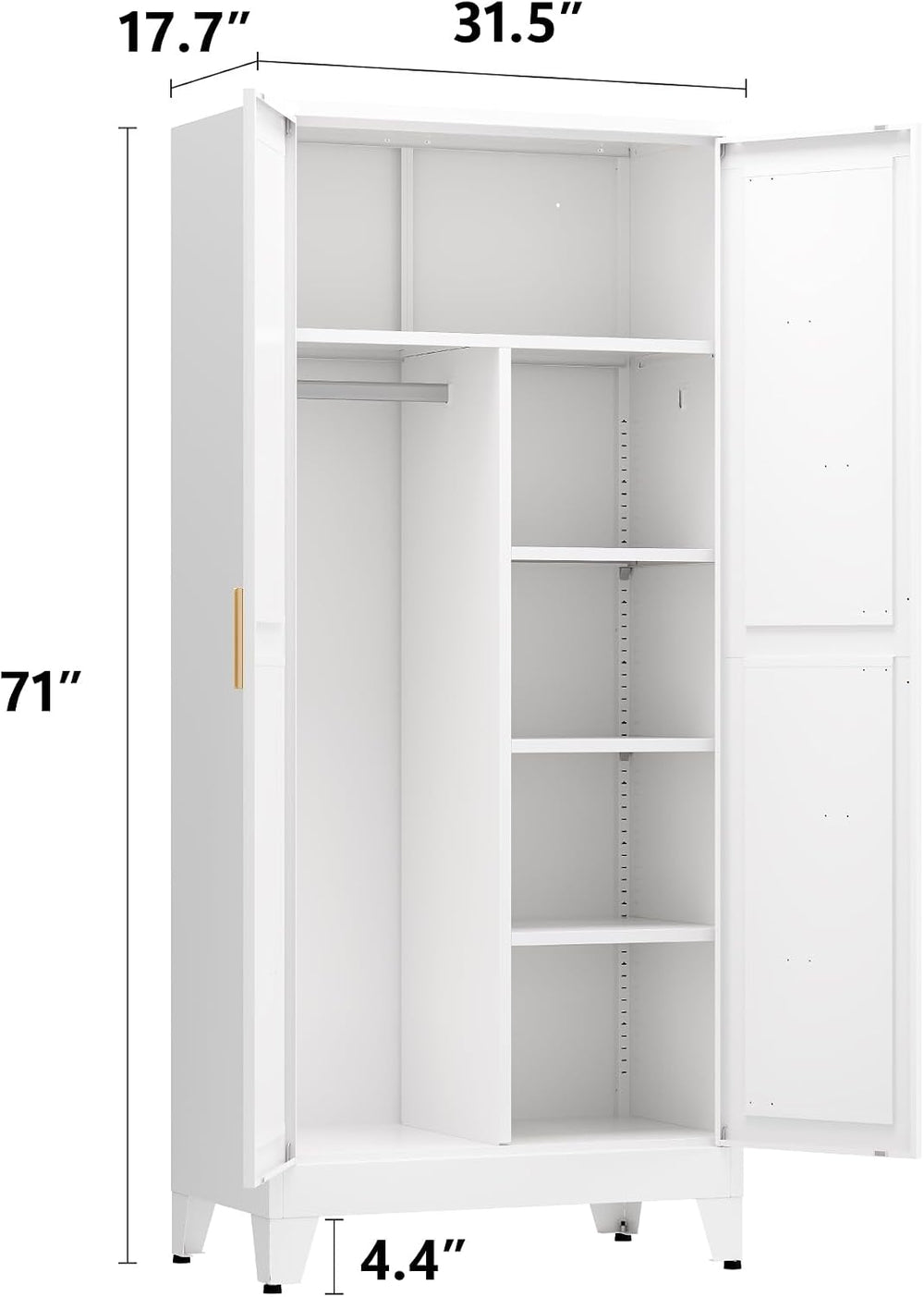 Metal Armoire Wardrobe Closet, Bedroom Armoires with Hanging Rod