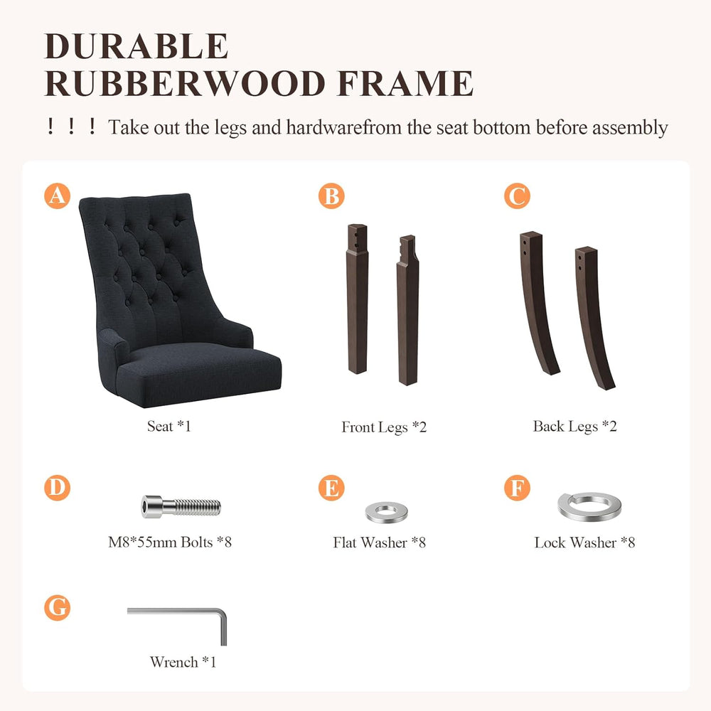 COLAMY Wingback Dining Chairs Set of 6, Black