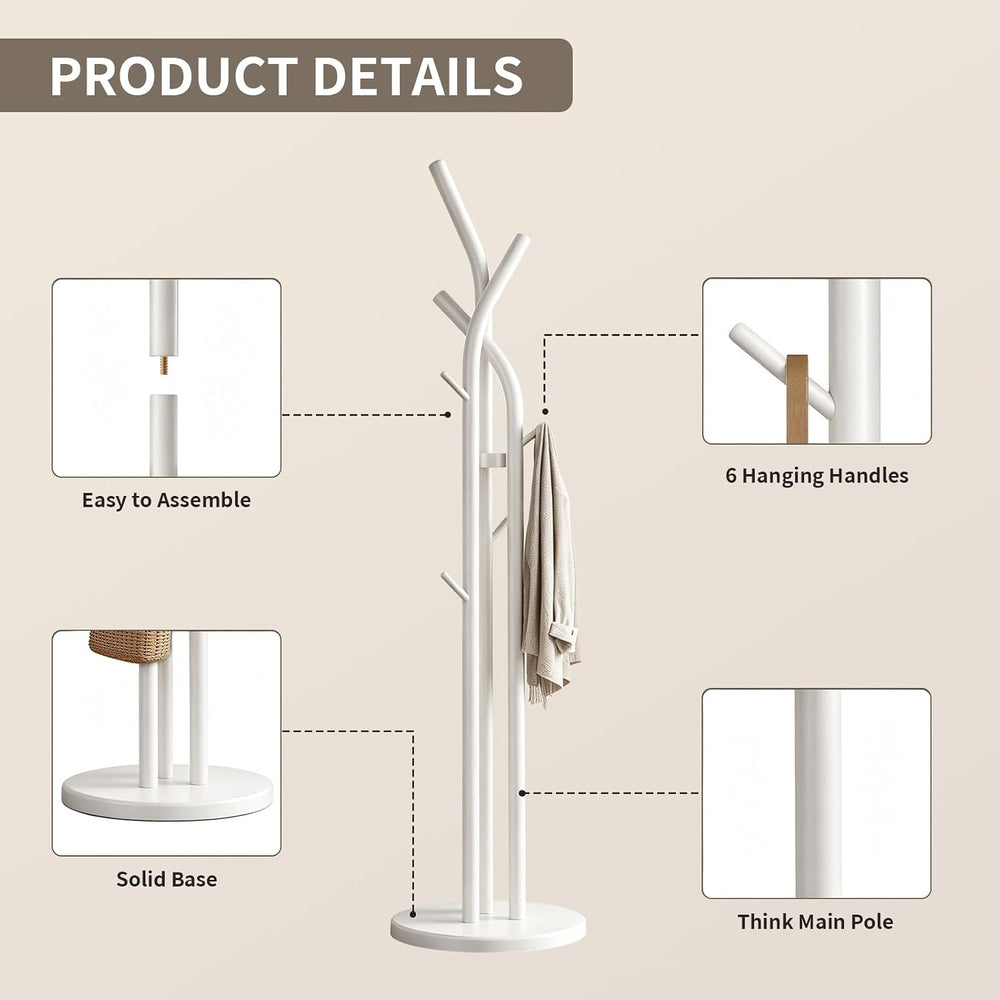 Solid Wood Coat Rack Freestanding Wood Coat Tree Rack with 9 Hooks, Creative ...