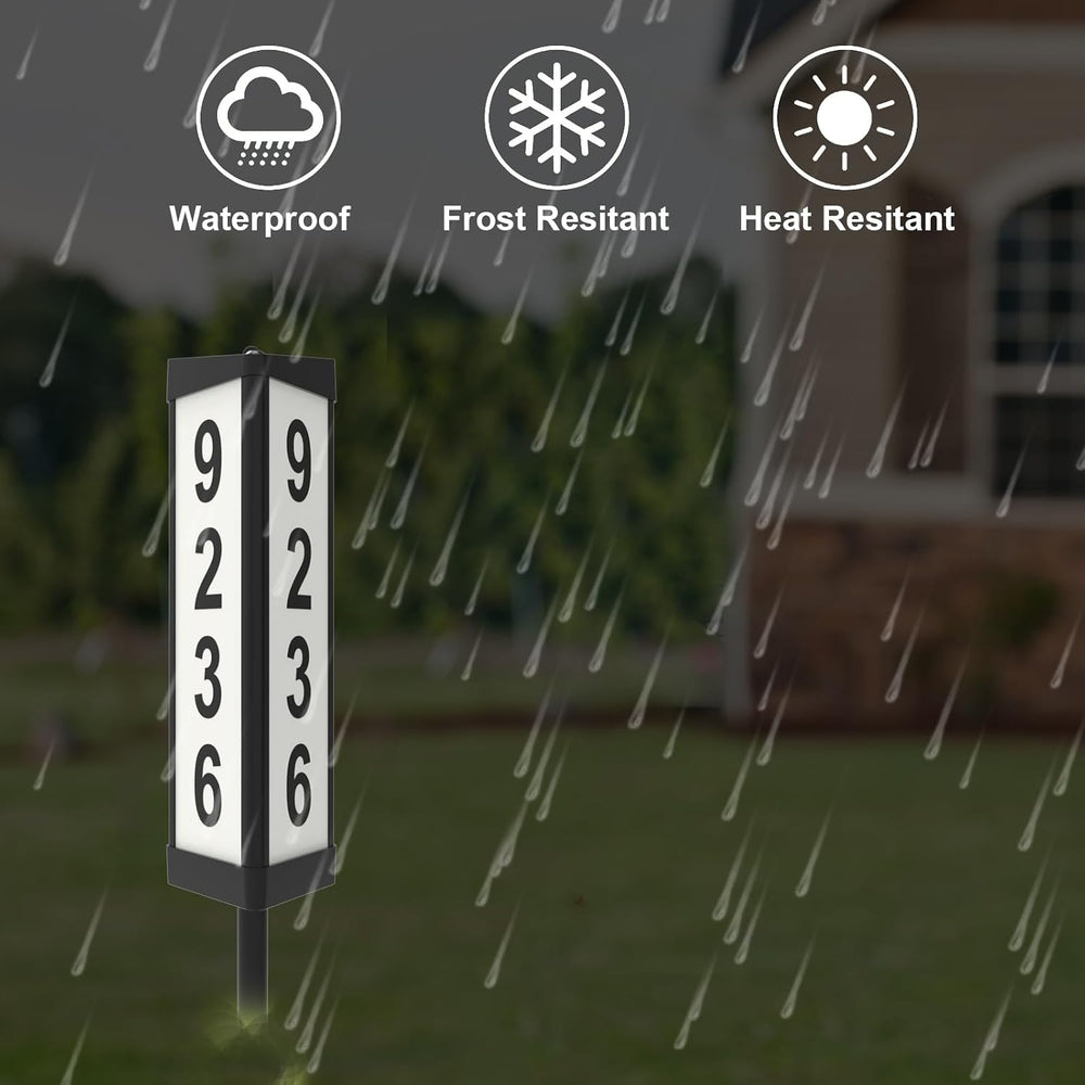 3 Side Solar Address Numbers, Lighted House Numbers for Outside