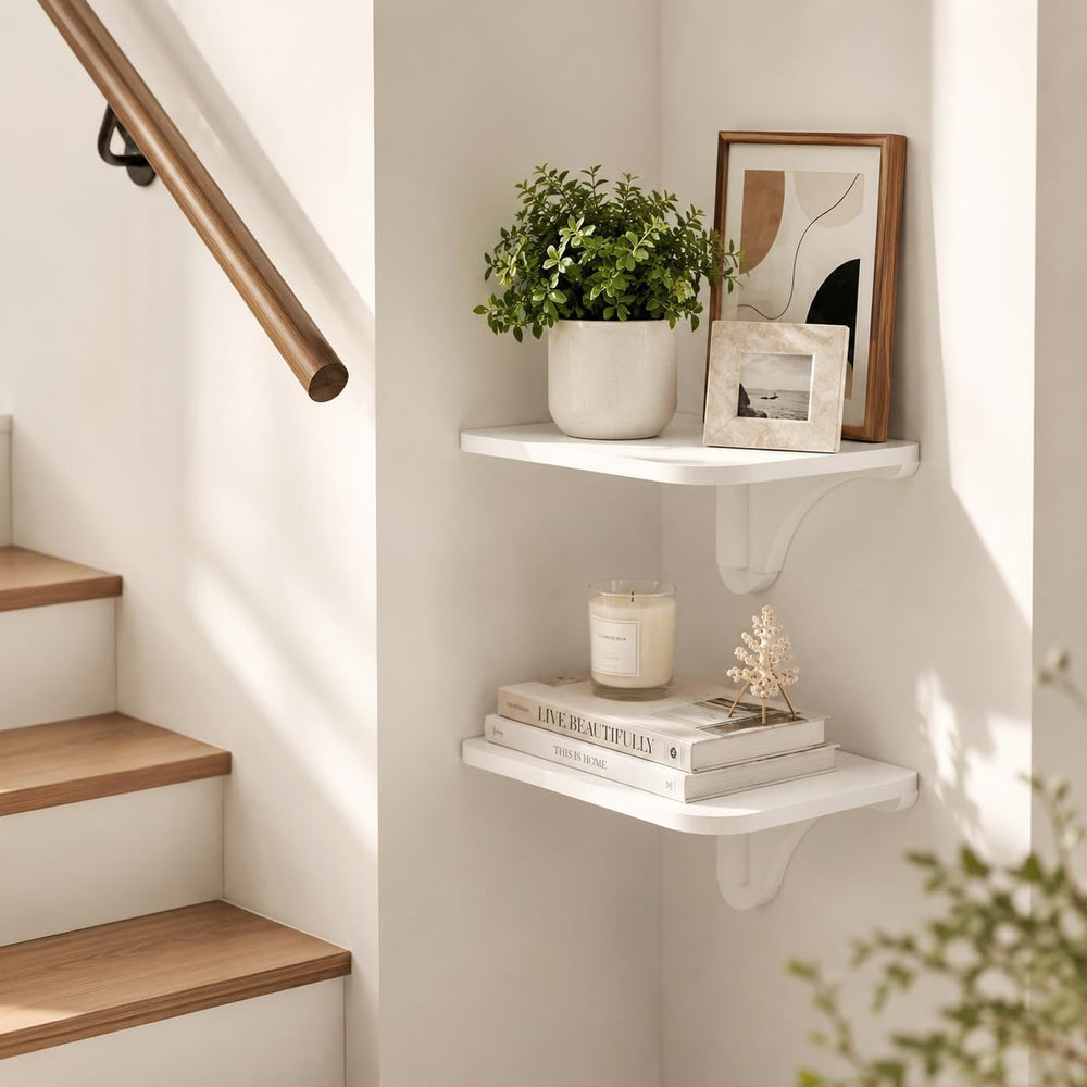 WELLAND 11.8" x 8.25" White Wall Mounted Desk Small Floating Shelve...